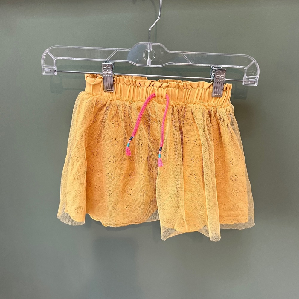 Girls Matilda Jane Yellow Eyelet Lace Tulle Ruffle Skirt Size 4